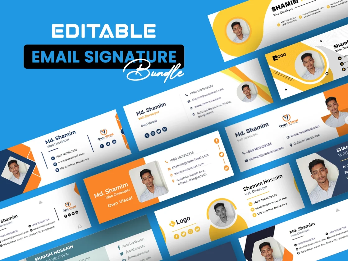 Clickable HTML Email Signature Design for Outlook & Gmail