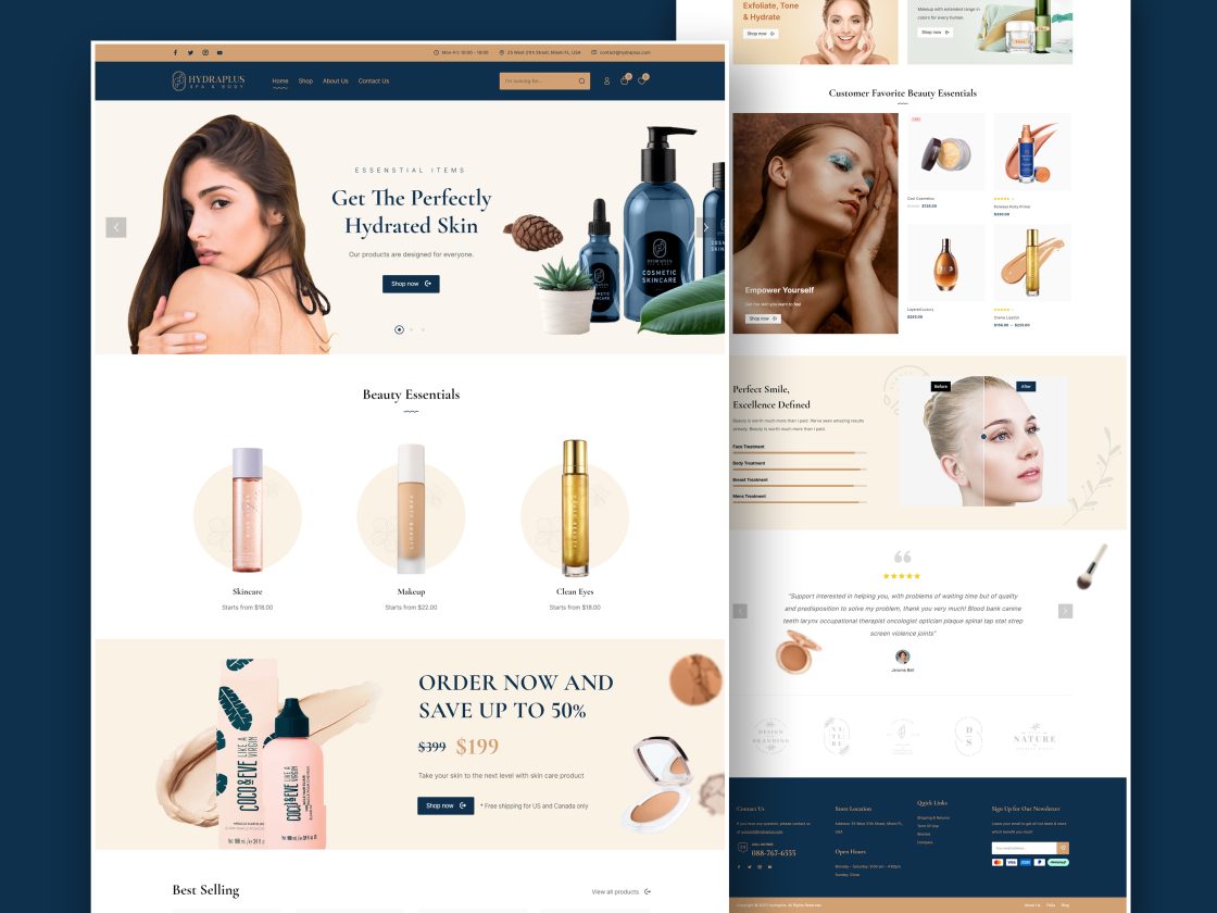 Hydraplus Beauty Product Website Design